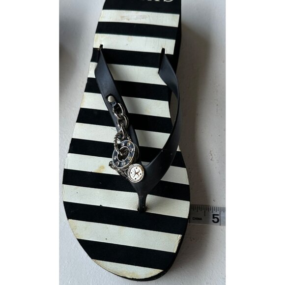 Guess Brand Women's Black White Striped Sandals w/Charms Size 9.5/10 (READ) - Picture 6 of 10
